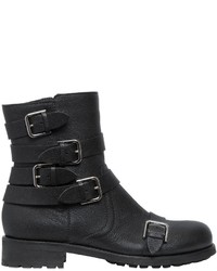 Jimmy Choo 20mm Multi Buckle Textured Leather Boots