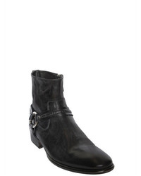 John Varvatos 35mm Buckled Smooth Leather Boots