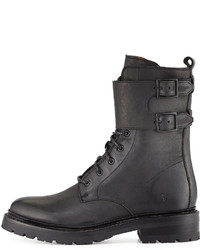 Frye Julie Shield Leather Combat Boot Black