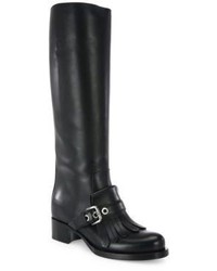 Prada Kiltie Tall Leather Boots