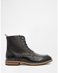 Peter Werth Lace Up Boots In Black Leather