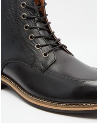 Peter Werth Lace Up Boots In Black Leather