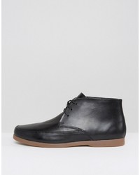 Asos Lace Up Boots In Black Leather