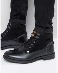 Original Penguin Lace Up Boots In Black Leather