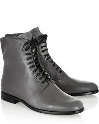 Jil Sander Navy Lace Up Leather Ankle Boots