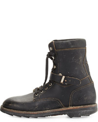 Maison Margiela Lace Up Leather Army Boot Black