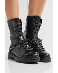 Valentino Lace Up Leather Boots Black