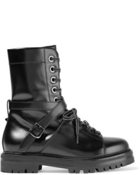 Valentino Lace Up Leather Boots Black
