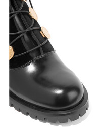 Alexander McQueen Leather And Velvet Boots Black