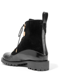 Alexander McQueen Leather And Velvet Boots Black