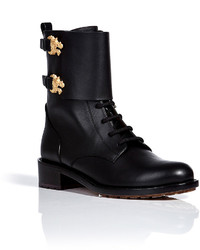 Valentino Leather Animalia Combat Boots