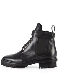 Balenciaga Leather Buckle Strap Boot Black