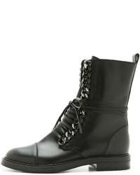Casadei Leather Chain Combat Boots