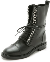 Casadei Leather Chain Combat Boots