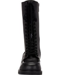 Jil Sander Navy Leather Combat Boots Black