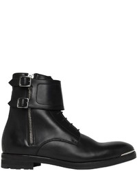 Alexander McQueen Leather Combat Boots W Metal Toe