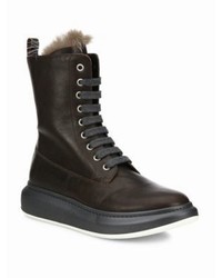 Brunello Cucinelli Leather Fur Platform Boots