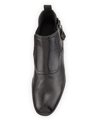 Alexander McQueen Leather Monk Strap Boot Black