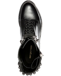 Sergio Rossi Leather Studded Combat Boots