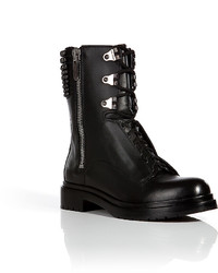 Sergio Rossi Leather Studded Combat Boots