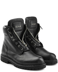 Balmain Leather Zip Front Combat Boots