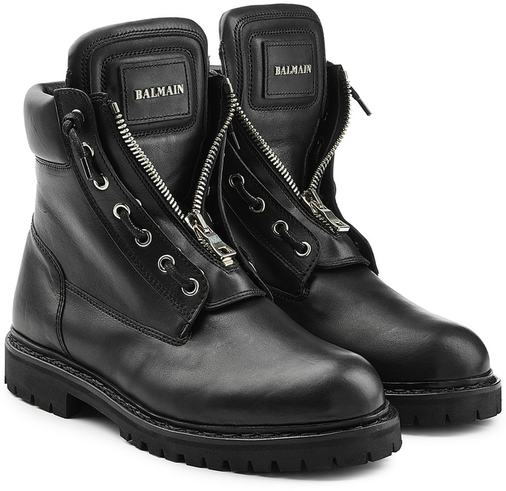 Combining Combat and Class: Balmain's Zipped Leather Army Boots