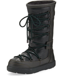 Moncler Ltitia Leather Lace Up Boot Black