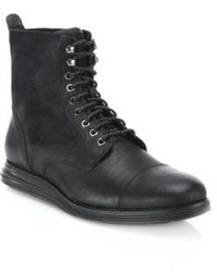Cole Haan Lunagrand Lace Up Leather Suede Ankle Boots