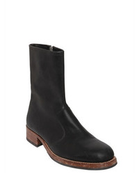 Maison Margiela 40mm Treated Leather Cropped Boots