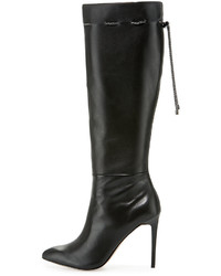 Neiman Marcus Molley Leather Chain Boot Black