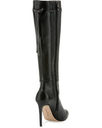 Neiman Marcus Molley Leather Chain Boot Black