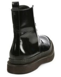 Brunello Cucinelli Monili Trim Patent Leather Lace Up Boots