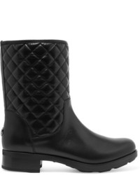 Moncler New Piccadilly Stiva Quilted Leather Boots Black