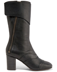 Chloé Paneled Leather Boots Black