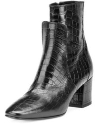 Givenchy Paris Croc Embossed Leather 60mm Boot Black