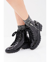 Forever 21 Patent Faux Leather Combat Boots