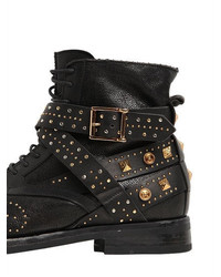 Fausto Puglisi Pebbled Leather Wstuds Boots