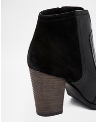 Dune Pollo Black Leather Heeled Boots