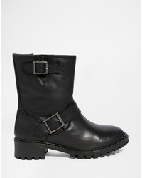 Pieces Psuda Leather Biker Boots
