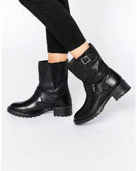 Pieces Psuda Leather Biker Boots