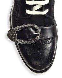 Gucci Queercore Buckle Strap Leather Wingtip Booties