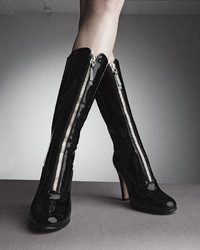 Valentino Rebelle Front Zip Patent Boot Black
