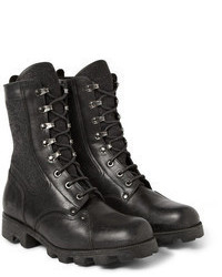 Maison Martin Margiela Replica Leather And Felt Combat Boots