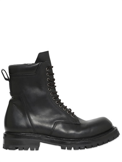Rick Owens Leather Combat Boots, $2,016 