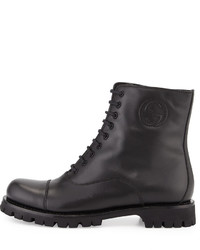 Gucci Royan Leather Combat Boot Black