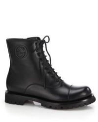 Gucci Royan Leather Lace Up Ankle Boots
