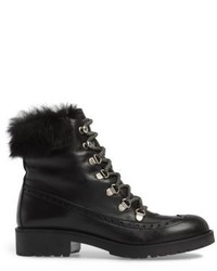 Charles David Rugby Genuine Rabbit Fur Lace Up Boot
