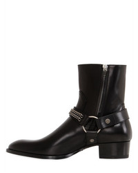 Saint Laurent 40mm Wyatt Belted Leather Cropped Boots