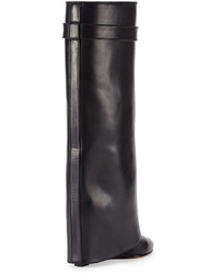 Givenchy Shark Lock Fold Over Leather Boot Black