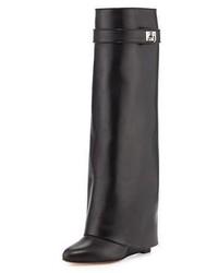 Givenchy Shark Lock Fold Over Leather Boot Black